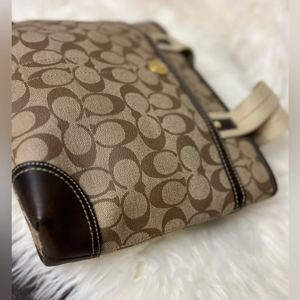 Vintage Coach #11349 Tan and Brown Signature Tote